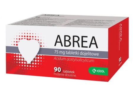 Abrea, 75mg, kwas acetylosalicylowy, lek przeciwzakprzepwoy, 90tabetek