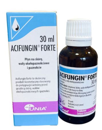 Acifungin Forte, Płyn na skórę, wały okołopaznokciowe i paznokcie, 30 ml