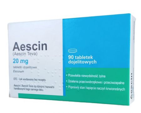 Aescin 20 mg, 90 tabletek powlekanych - Import Inpharm