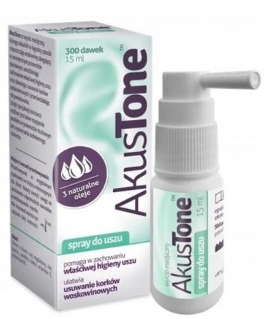 Akustone spray, do uszu, higiena uszu, usuwanie korków woskowinowych, 15 ml