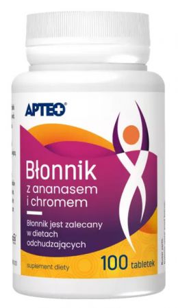 Apteo, Błonnik z ananasem i chromem, 100 tabletek