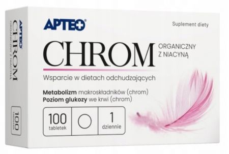 Apteo, Chrom Organiczny z niacyną, 100 tabletek