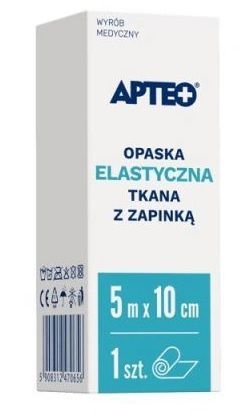 Apteo, Opaska Elastyczna tkana z zapinką 5mx10cm, 1 sztuka