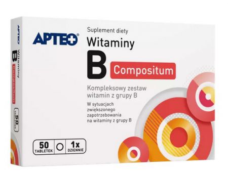 Apteo, Witaminy B compositum, zestaw witamin z grupy B, 50 tabletek