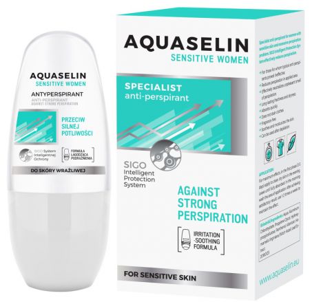 Aquaselin Sensitive Women, antyperspirant roll-on dla kobiet przeciw silnej potliwości, 50ml