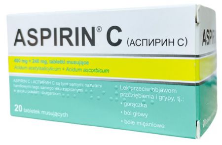 Aspirin C, 400 mg +240 mg, 20 tabletek musujących (Import-InPharm)