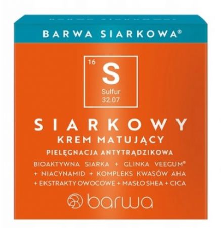 Barwa Siarkowa, Krem matujący, 50ml