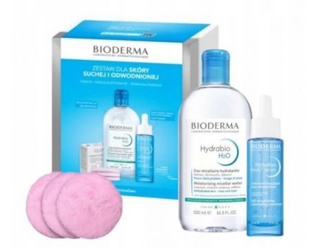 Bioderma Hydrabio Zestaw Xmass 2024, woda micelarna + serum + płatki kosmetyczne