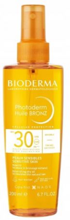 Bioderma Photoderm Huile Bronz, SPF 30, Suchy olejek przyspieszający opalanie, 200ml