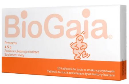 Biogaia, probiotyk, smak cytrynowy  x 10 tabletek do żucia