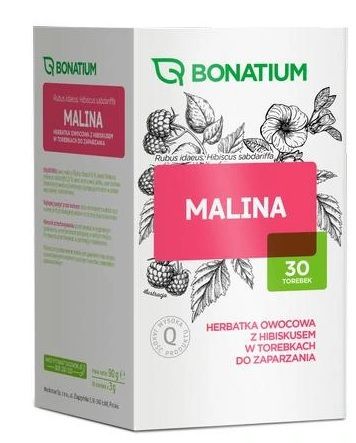 Bonatium Malina, Herbatka owocowa z Hibiskusem w torebkach do zaparzania, 30 torebek