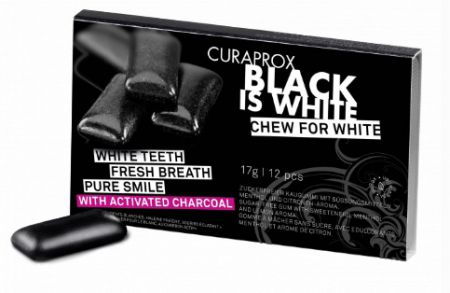 Curaprox Wybielająca guma do żucia Black is White, 12 gum.