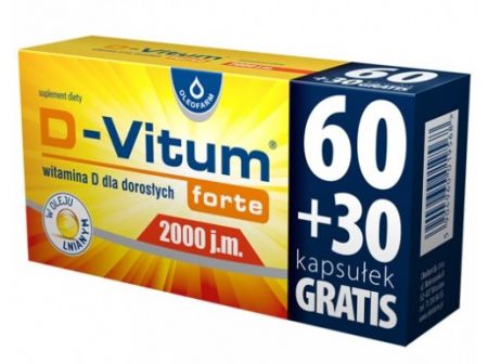 D-Vitum Forte 2000 j.m., Witamina D, 90 kapsułek