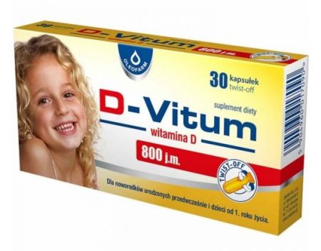 D-Vitum, Witamina D 800 j.m., 30 kapsułek twist-off