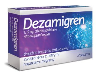 Dezamigren, 12,5 mg, ból głowy, migrena, 2 tabletki