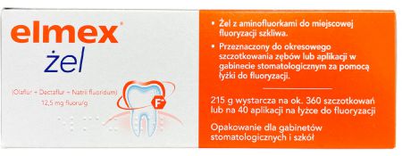 Elmex, Żel do fluoryzacji, 12,5mg/g 215g