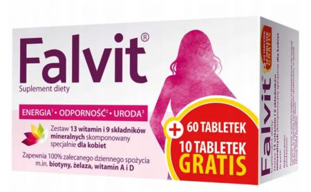 Falvit, zestaw witamin i minerałów dla kobiet, 70 tabletek (60+10 gratis)