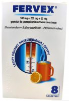 Fervex 500 mg + 200 mg + 25 mg, granulat do sporządzania roztworu, 8 saszetek (Import rówoległy)