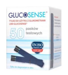 Glucosense, paski do oznaczania stężenia glukozy we krwi, 50 sztuk