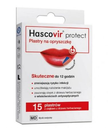 Hascovir protect, plastry na opryszczkę, 15 plastrów