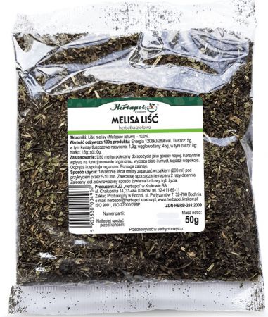 Herbapol Kraków herbatka ziołowa liść melisy 50 g