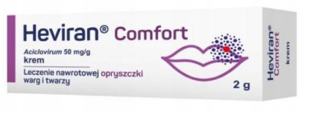 Heviran, Comfort, 50 mg/g, krem na opryszczkę, warg i twarzy, 2 g