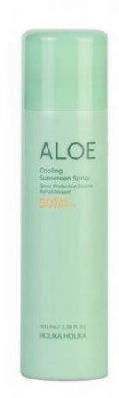 Holika Aloe, Cooling Sunscreen SPF50+, Spray nawilżająco-chłodzący, 100ml