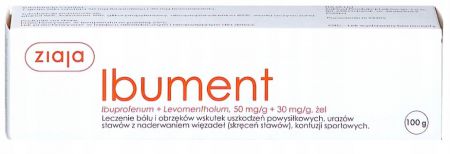 Ibument, żel, 50 mg/g+30 mg/g, ból, obrzęk, urazy, skręcenia, stawów, kontuzje sportowe, 100 g