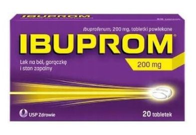 Ibuprom, 200mg ibuprofenum, ból gorączka, 20 tabletek