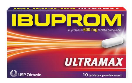 Ibuprom Ultramax, 600 mg ibuprofenum, ból gorączka 10 tabletek