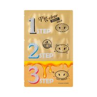 Holika Holika Pig Clear Black Head 3-step kit (Honey  Gold), zestaw plasterków oczyszczający nos