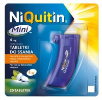 NiQuitin, Mini, 4 mg, tabletki do ssania, pomoc w rzucaniu palenia, 20 tabletek
