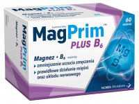MAGPRIM Plus B6, Magnez, Witamina B6, 60 tabletek powlekanych