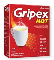 Gripex Hot (650 mg + 50 mg + 10 mg)/saszetkę, proszek, 12 saszetek