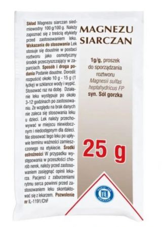 Magnezu Siarczan, 1g/g, proszek do sporządzania roztworu, 25g (syn. Sól gorzka)