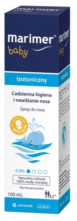 Marimer Baby, izotoniczny spray do nosa, roztwór naturalnej wody morskiej, 100ml