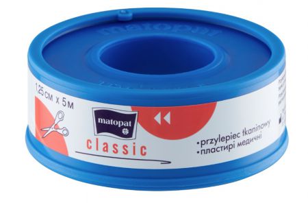 Matopat Classic Przylepiec tkaninowy na szpulce 1,25cm x 5m, 1 sztuka