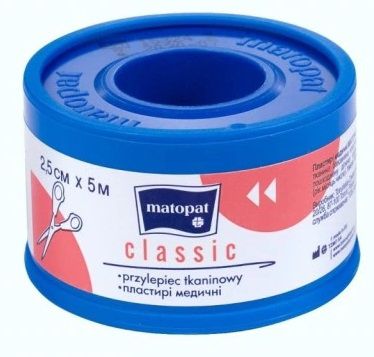 Matopat Classic Przylepiec tkaninowy na szpulce 2,5cm x 5m, 1 sztuka