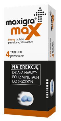 Maxigra Max, 50 mg, syldenafil, 4 tabletki