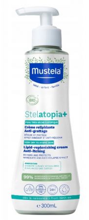 Mustela Stelatopia +, Krem Uzupełniający Lipidy, Przeciw swędzeniu, 300ml