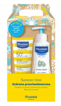 Mustela Summer Time Zestaw Mleczko Przeciwsłoneczne SPF 50+-100ml+Mleczko Do Ciała-300ml