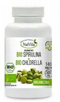 NatVita, Bio Spirulina + Bio Chlorella, 140 tabletek