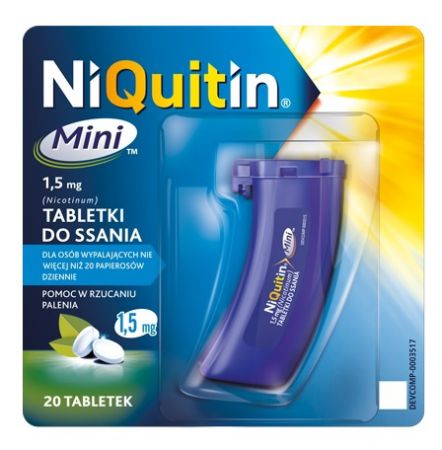 NiQuitin, Mini, 1,5mg, tabletki do ssania, pomoc w rzucaniu palenia, 20tabletek