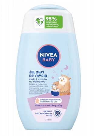 Nivea Baby Żel 2w1 do mycia ciała i włosów, na dobranoc, 200ml