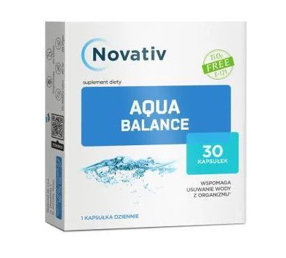 Novativ Aqua Balance, kapsułki ze składnikami wspomagającymi usunięcie wody z organizmu, 30 kapsułek