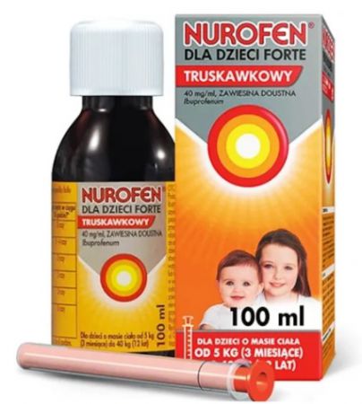 Nurofen 40mg/ml dla dzieci Forte syrop truskawkowy, 100 ml