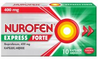 Nurofen Express Forte,  ibuprofen, kapsułki, lek, przeciwbólowy, przeciwgorączkowy, 10 kapsułek