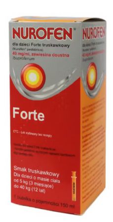 Nurofen Forte, 40mg/ml zawiesina dla dzieci truskawkowa, 150ml Delfarma