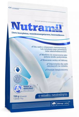 Olimp, nutramil complex, smak neutralny, dieta wysokoenergetyczna, produkt bezglutenowy, wolny od la