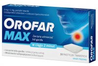 Orofar, max, leczenie bólu gardła x 30 pastylek